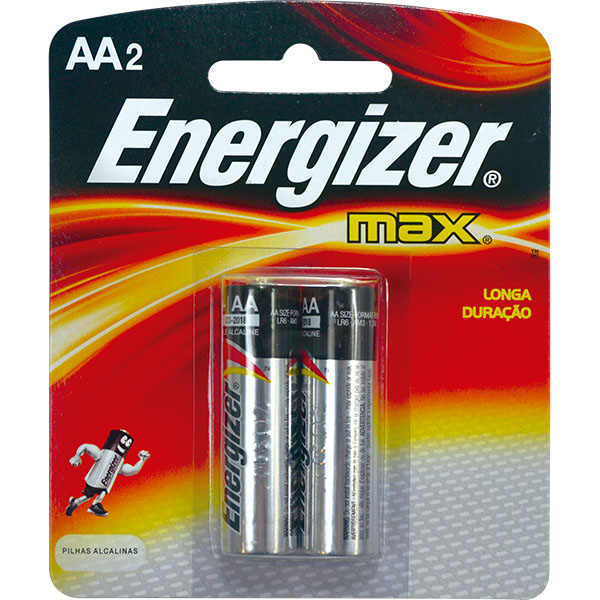 PILHA ENERGIZER MAX AA PEQUENA COM 2 UNIDADES