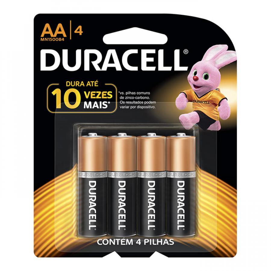 PILHA DURACELL AA COM 4 UNIDADES