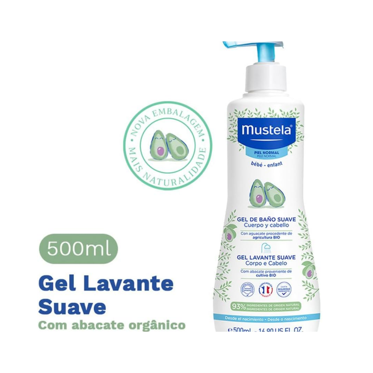 Gel Dermo-Lavante Mustela Bebe 500mL