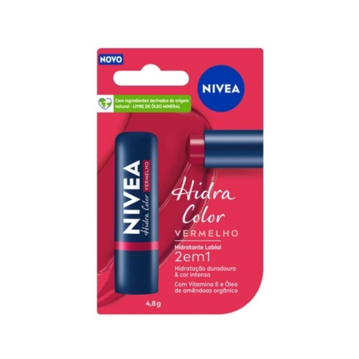 HIDRATANTE LABIAL NIVEA HIDRA COLOR 2 EM 1 VERMELHO 4,8G