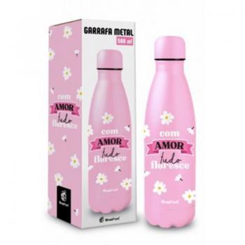 GARRAFA TERMICA METAL NEO 500ML COM AMOR TUDO FLORESCE 13016