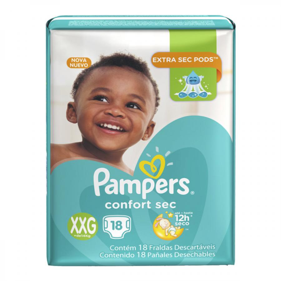 FRALDA PAMPERS CONFORT SEC XXG C/18