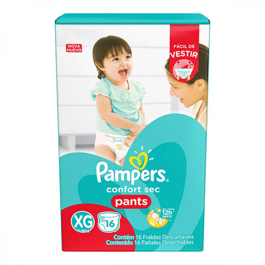 FRALDA PAMPERS PANTS CONFORT SEC XG PACOTAO COM 16 UNIDADES