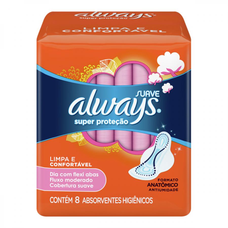 Absorvente Always Super Protecao Suave com Abas 8 Unidades