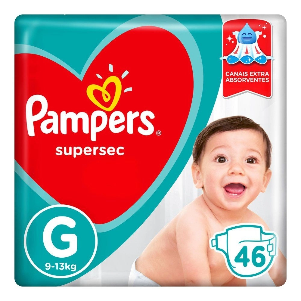 Fraldas Pampers Supersec G - 46 Unidades