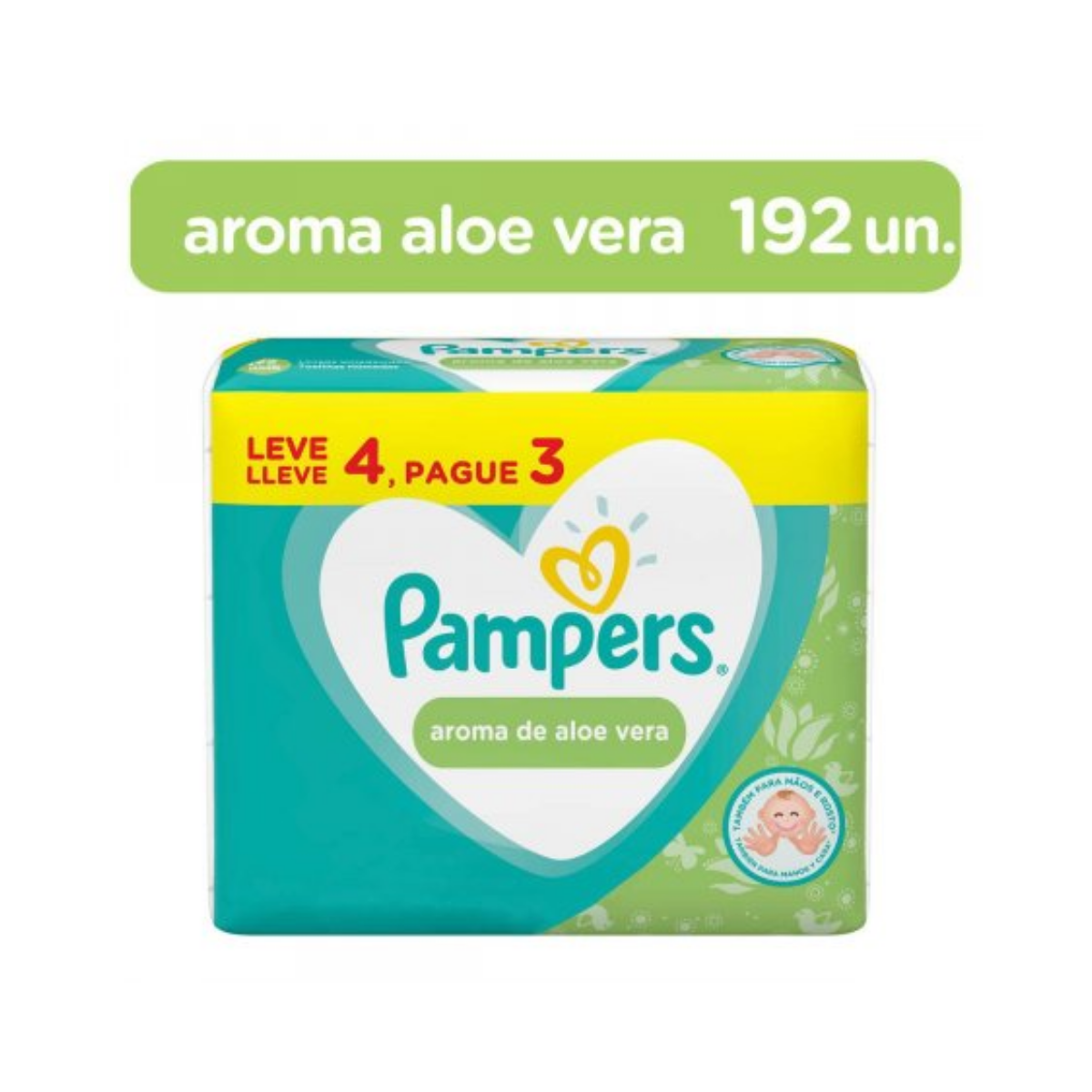 Lenços Umedecidos Pampers Aroma de Aloe Vera 192 Unidades