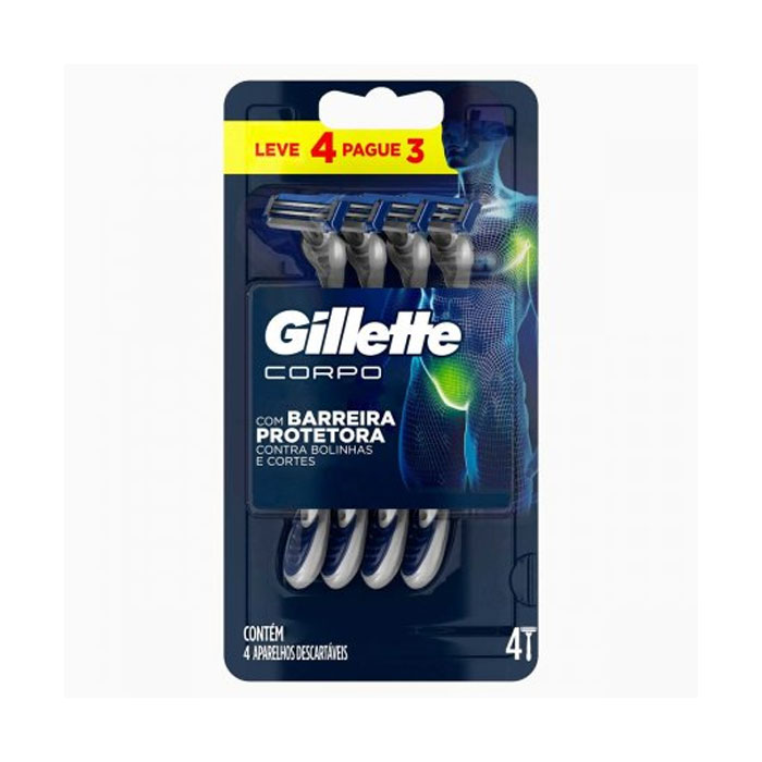 Aparelho para Depilação Gillette Corpo Descartável Leve 4 Pague 3