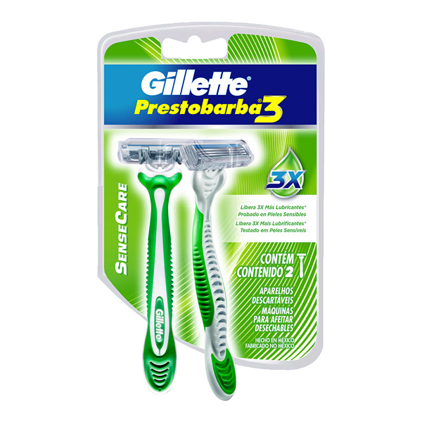 Aparelho de Barbear Gillette Prestobarba 3 Sensecare 2 Unidades