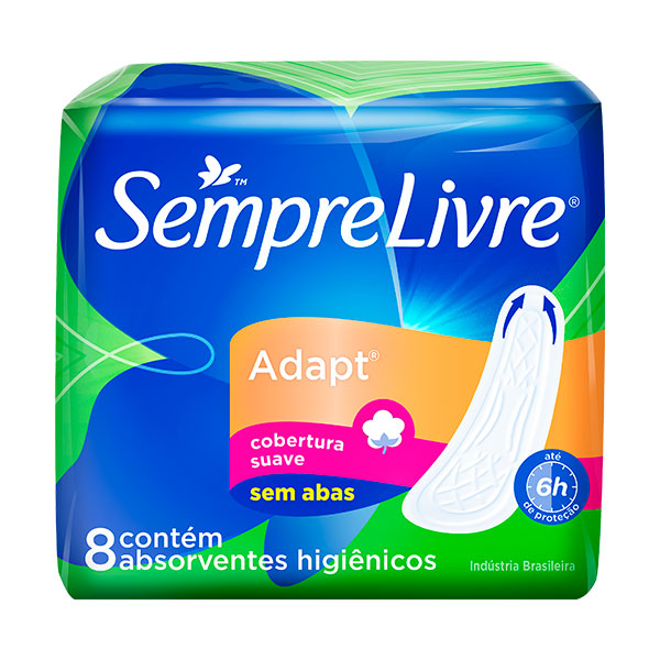 Absorvente Sempre Livre Adapt Especial com abas, suave com 8 unidades