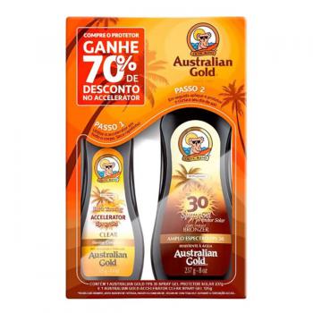 Kit Australian Gold Protetor Solar Corporal FPS 30 com 237ml + Bronzeador Dark Tanning Clear com 125m