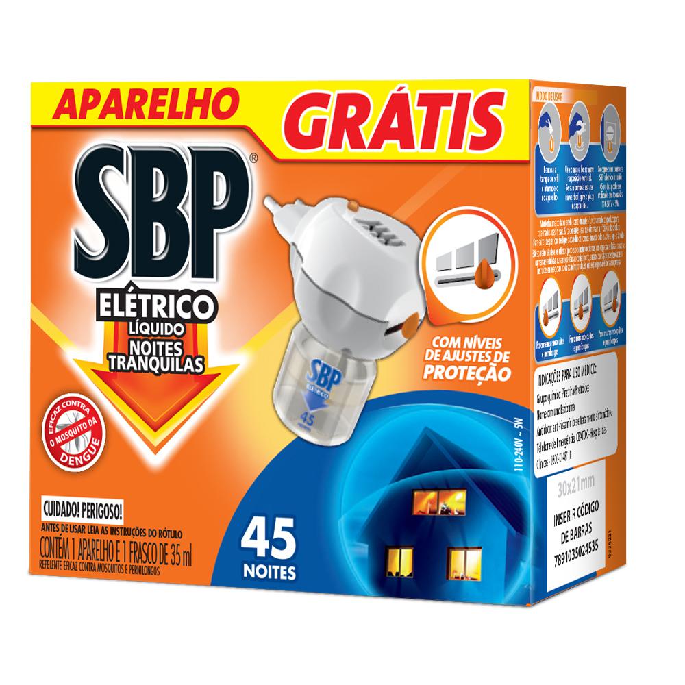 Repelente Eletrico Liquido SBP 45 Noites Aparelho+Refil 35ml