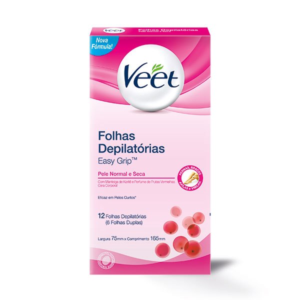 Folhas Para Depilacao Corporal Veet Cera Fria Pele Normal E Seca Com 12 Unidades