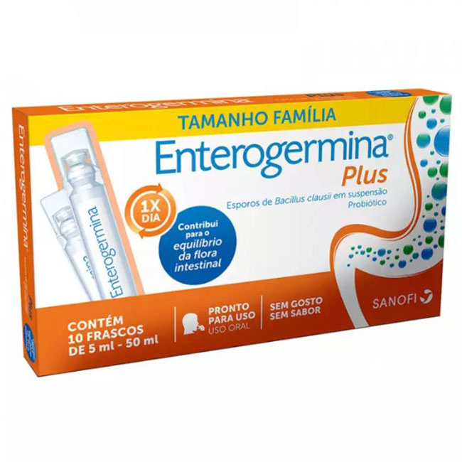 Probiotico Enterogermina Plus com 10 frascos de 5ml cada