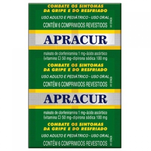 Apracur 1mg + 100mg + 50mg, blister com 6 comprimidos revestidos