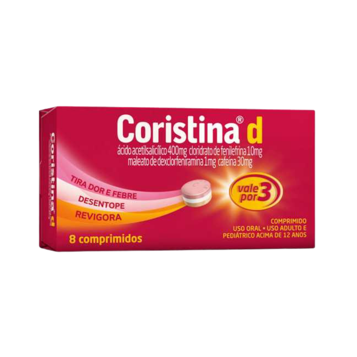 Coristina D Pro 400mg + 4mg + 4mg 8 Comprimidos