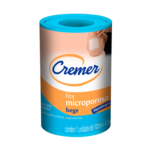 Fita Microporosa Cremer Bege para Peles Sensiveis 10cm x 4,5mt