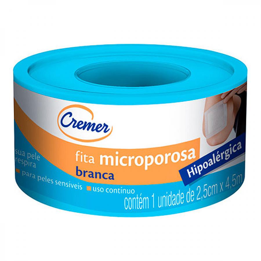 Fita Microporosa Cremer Branca Hipoalergica 2.5cm x 4.5m