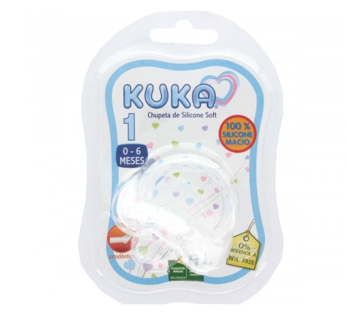 Chupeta Kuka Soft Orto 0 a 6 meses, transparente com 1 unidade