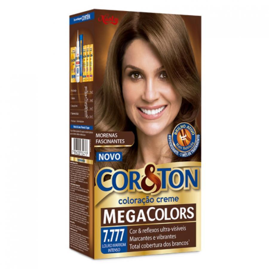 Tintura Cor e Ton Mega Colors 7.777 Louro Marrom Intenso 135g