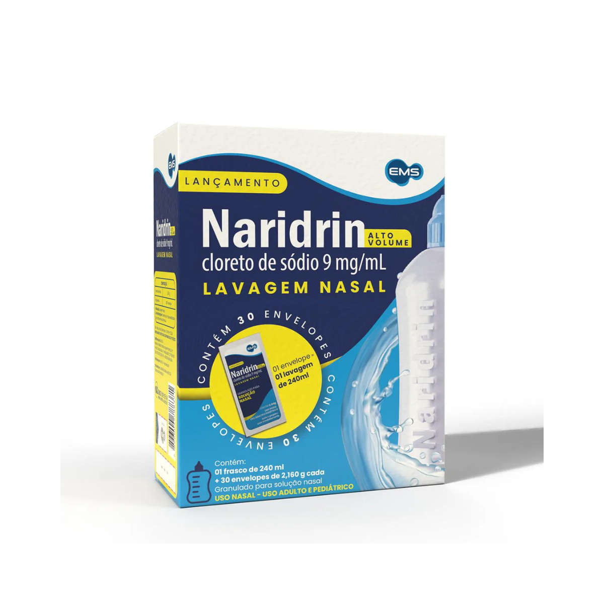 Naridrin Alto Volume 9mg/mL 30 Envelopes Com 2,160g + Frasco Com Capacidade de 240mL