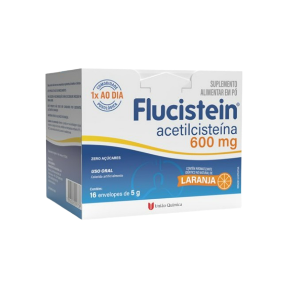 Flucistein Sabor Laranja União Química 600mg 16 Sachês