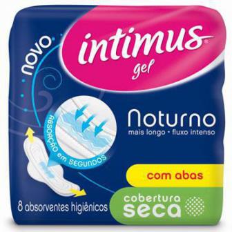 Absorvente Intimus Gel Noturno Longo Cobertura Seca com Abas 8 Unidades