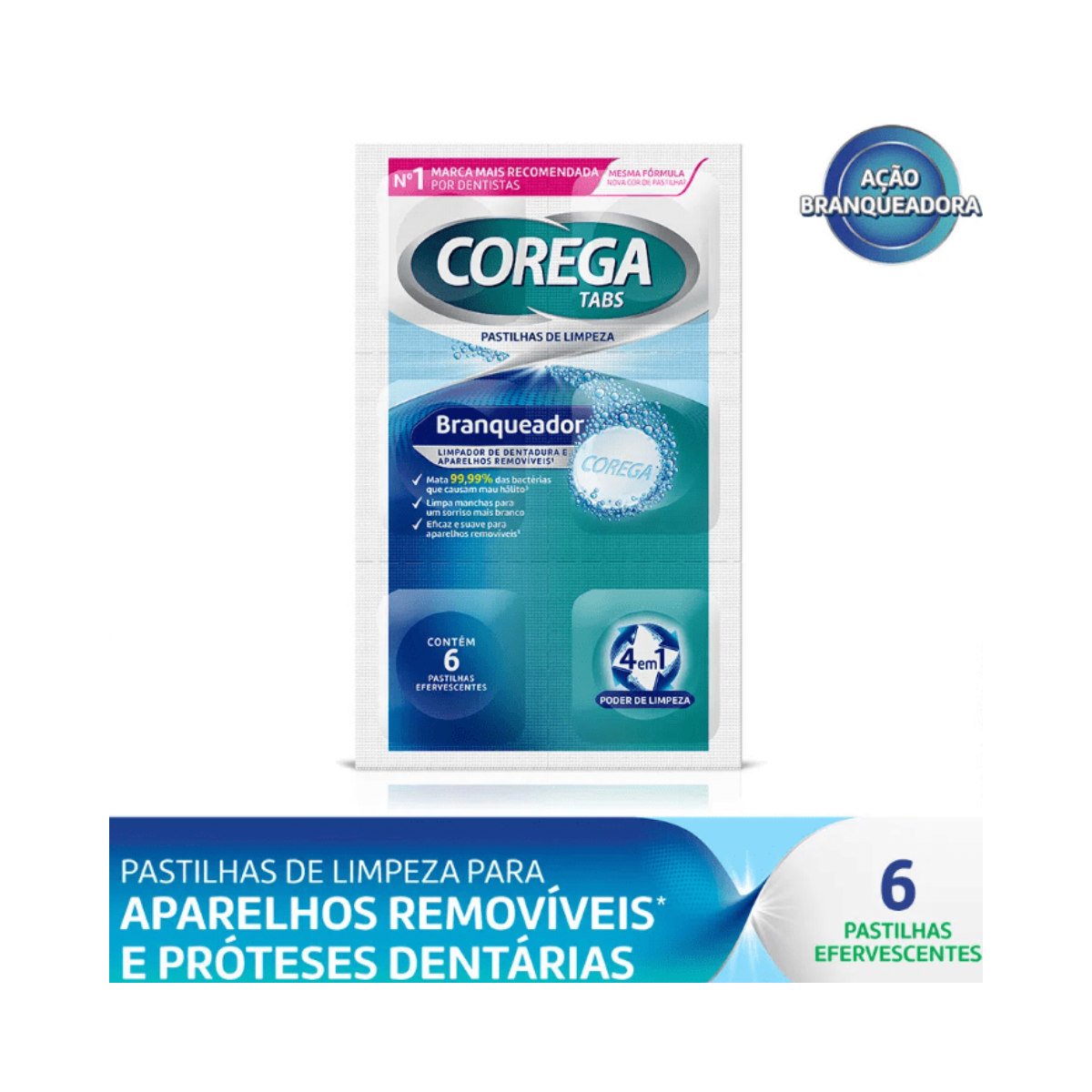 Corega Tabs Branqueador 6 Pastilhas