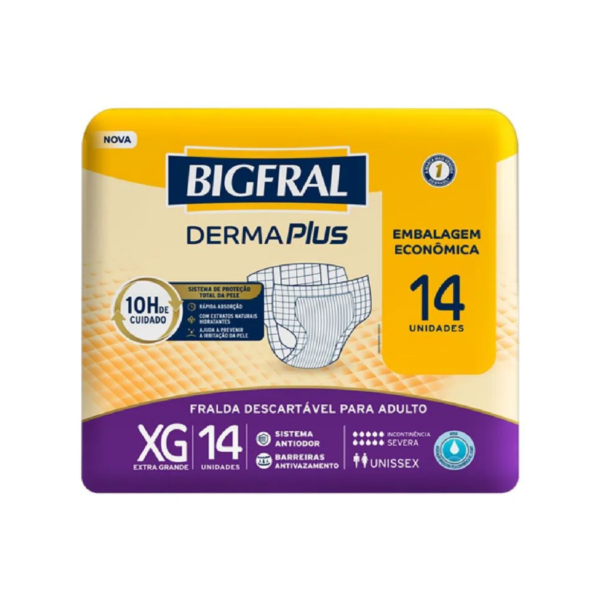 Fralda Adulto Bigfral Derma Plus XG 14unidades