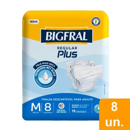 Fralda Geriatrica Bigfral Regular Plus M, 8 unidades