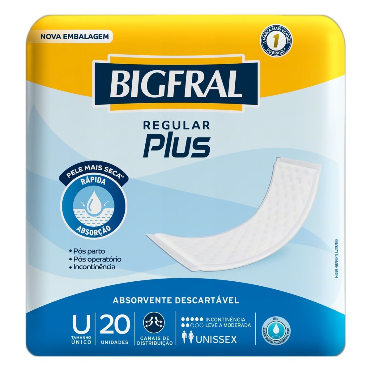 Absorvente Geriatrico Bigfral Regular Plus 20 Unidades