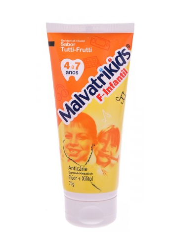 Gel Dental Malvatrikids F-Infantil Sabor Tutti-Frutti 70g