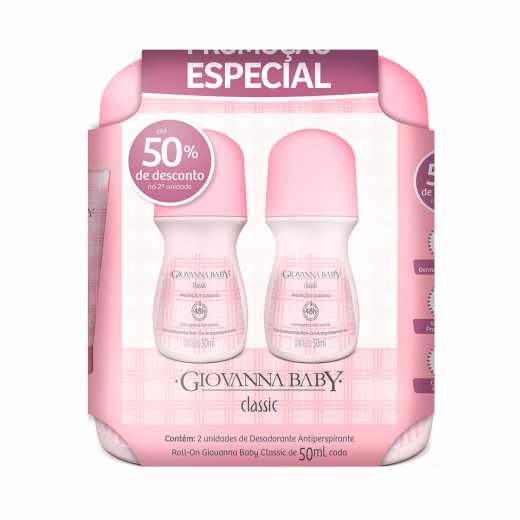 Kit com 2 Desodorantes Roll-On Giovanna Baby Classic 50Ml Cada