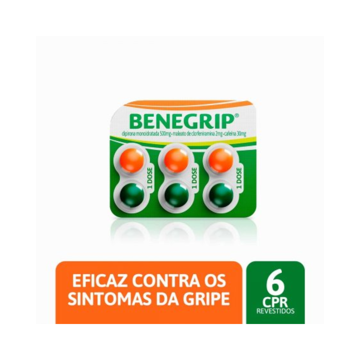 Benegripe 500mg + 30mg + 2mg Blister 6 Comprimidos