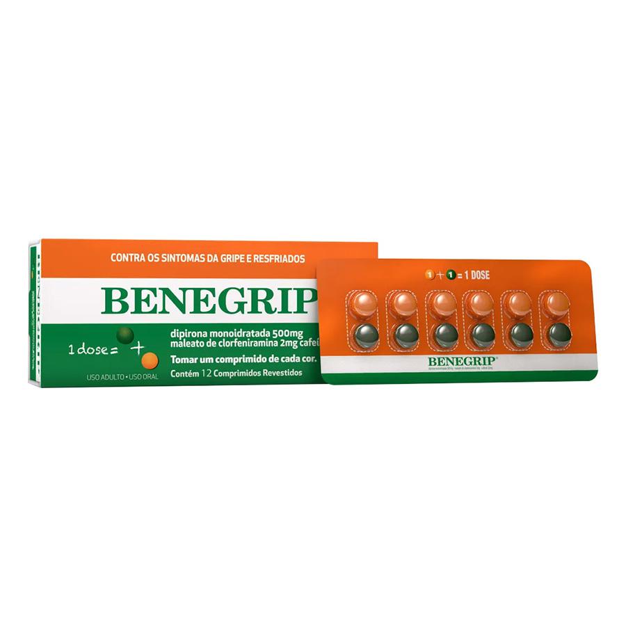 Benegrip 250mg + 30mg + 250mg + 2mg 12 comprimidos