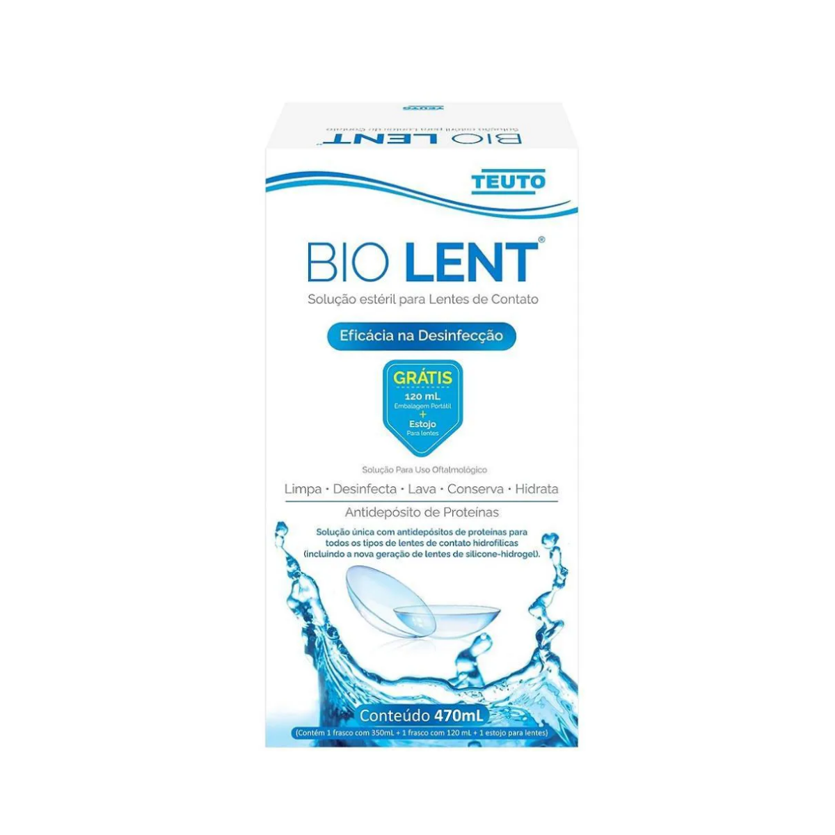 Kit Bio Lent Solucao Esteril E Estojo Para Lentes De Contato Teuto 470ml