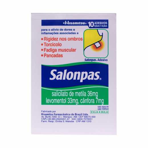 Salonpas Adesivo 36mg + 33mg + 7,1mg, 10 adesivos, pequeno