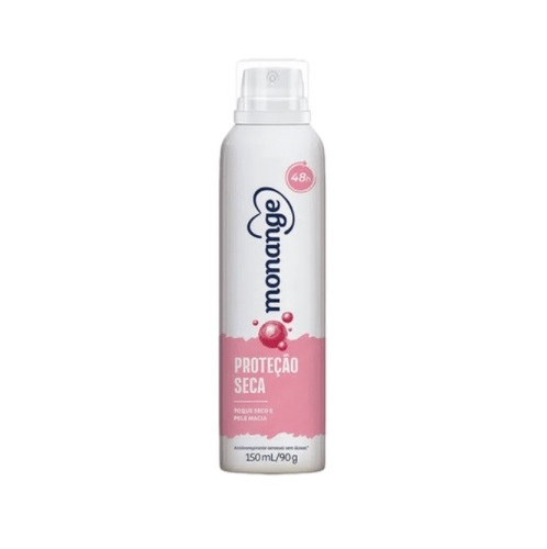 Desodorante Feminino Monange protecao seca, aerossol comprido, 150mL