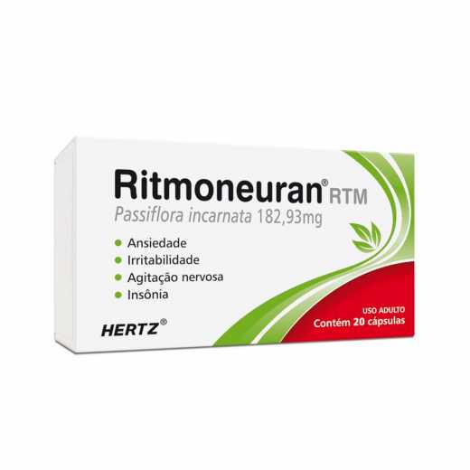 Ritmoneuran RTM 182,93mg, caixa com 20 capsulas