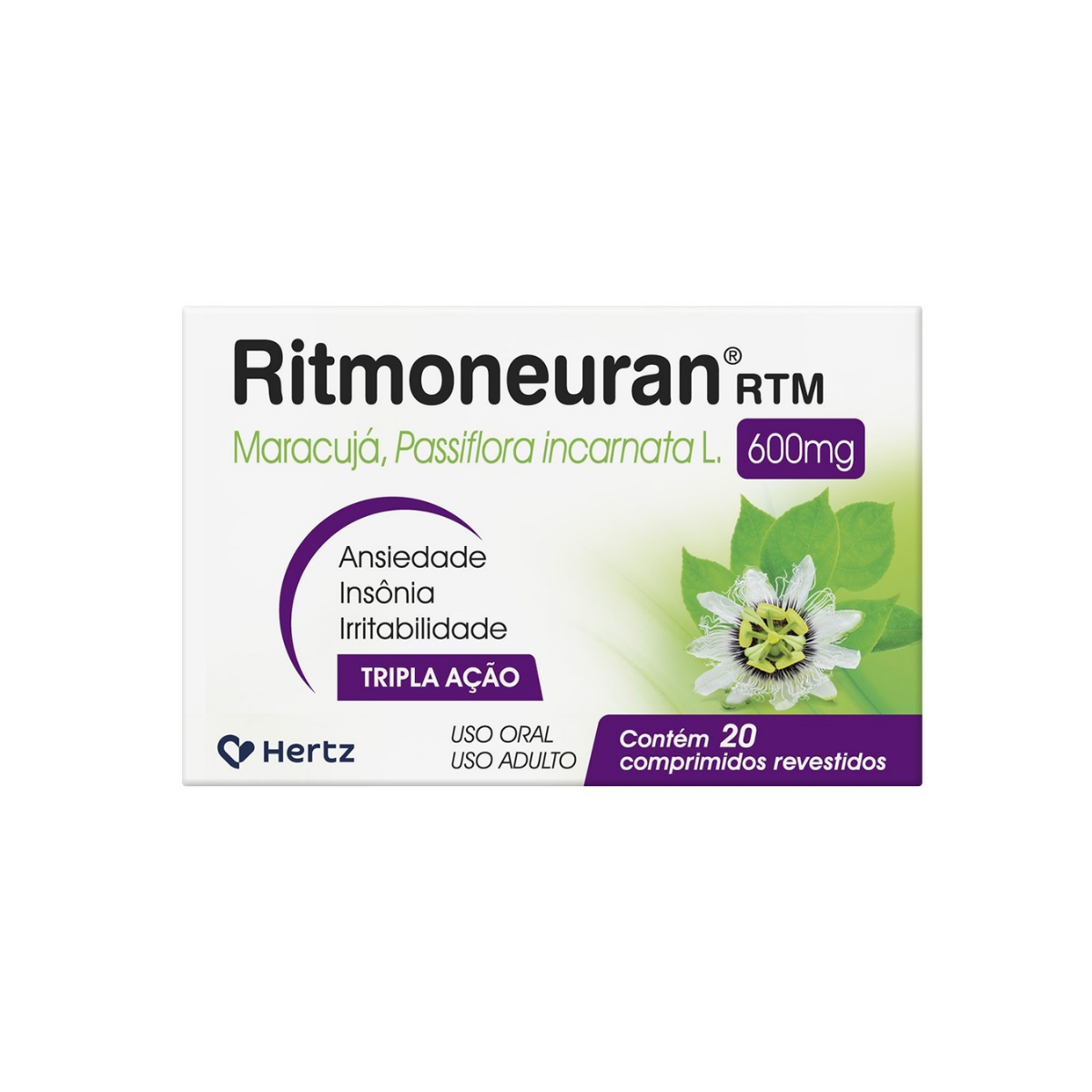 Ritmoneuran Rtm Maracujá 600Mg Com 20 Comprimidos