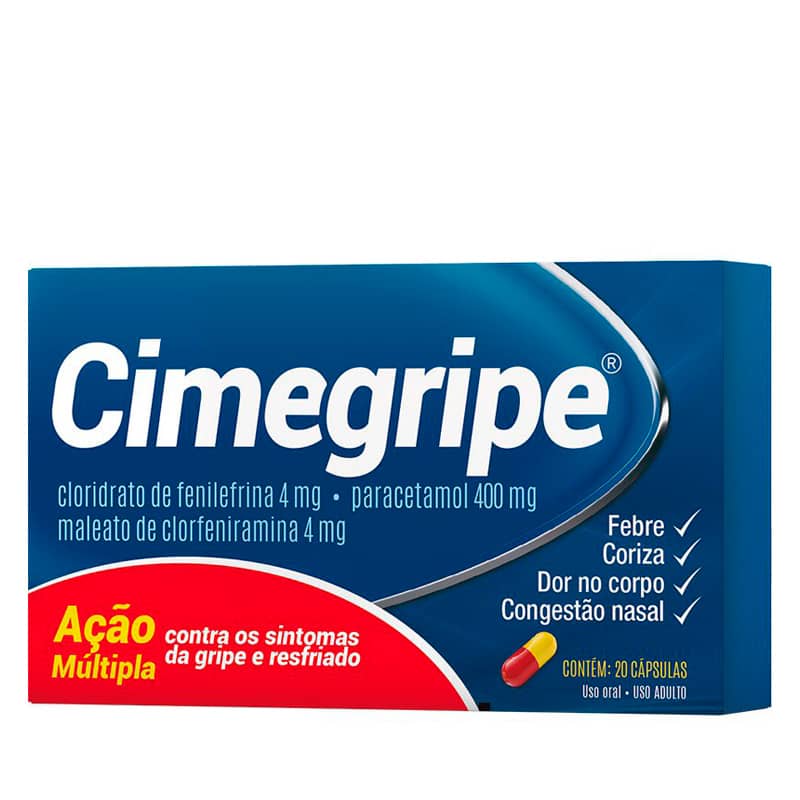 Cimegripe 400mg + 4mg + 4mg 20 capsulas