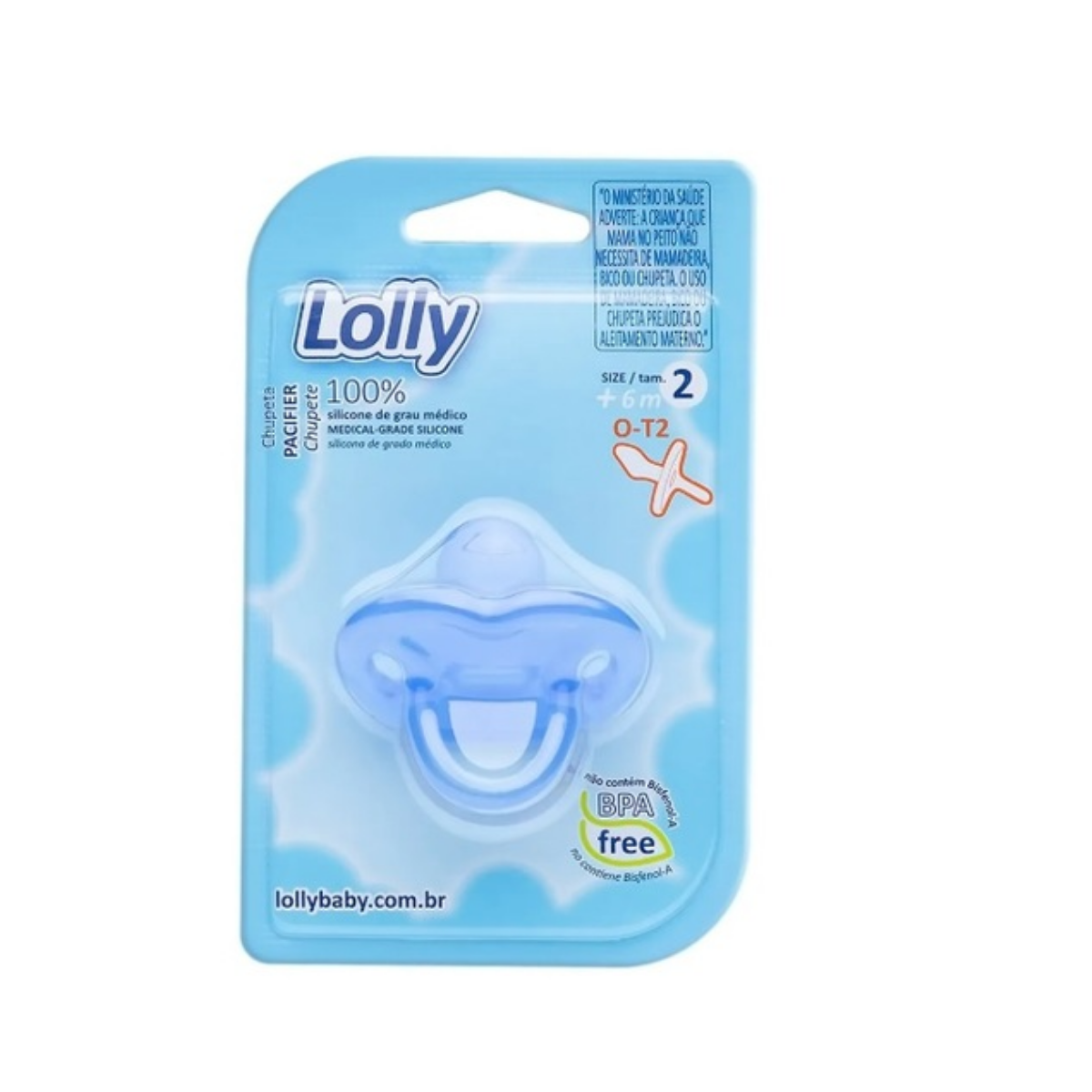 Chupeta Lolly Silicone Ortodontica Tam 2 Azul