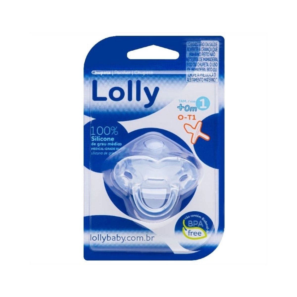 Chupeta Lolly Baby 0 a 6 Meses Transparente