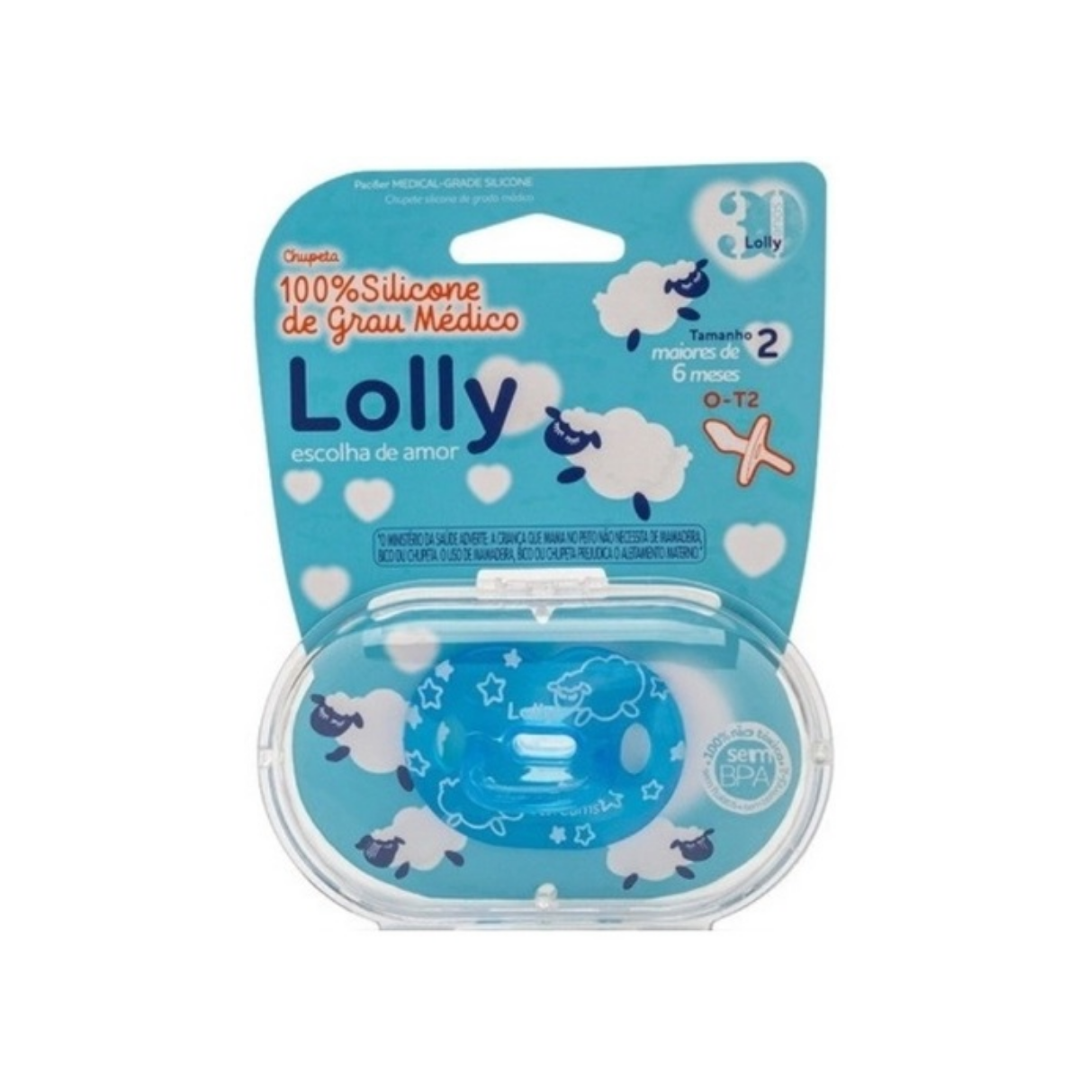 Chupeta Lolly Dreams Azul Tamanho 2 para Bebês 6 meses+