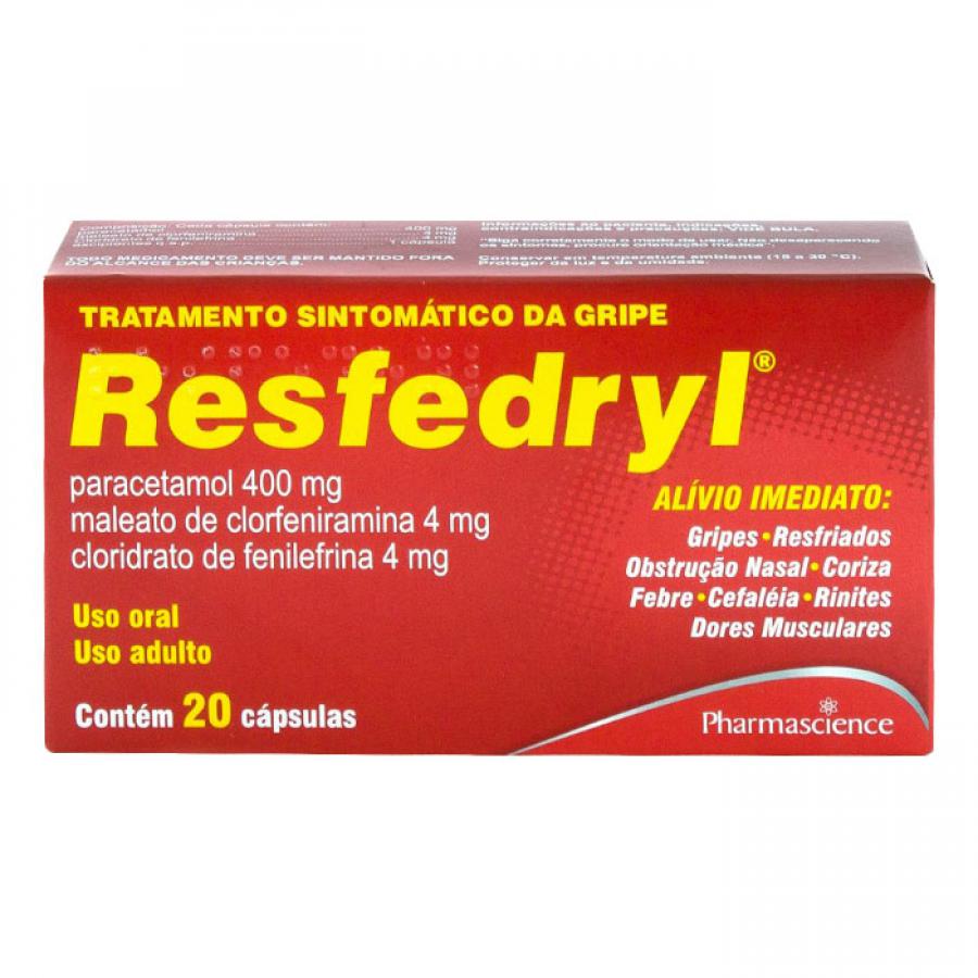 Resfedryl 400mg + 4mg + 4mg 20 capsulas