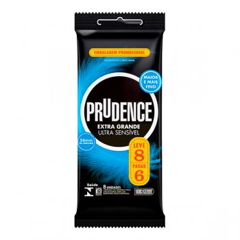 Preservativo Prudence ultrassensivel, extra grande, leve 8 pague 6 unidades