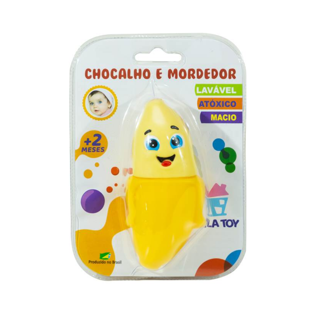 Chocalho E Mordedor Macio Banana +2 Meses Vila Toy