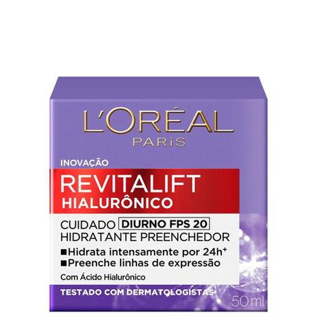 Hidratante Facial L'Oreal Revitalift Hialuronico Diurno FPS 20 com 50mL