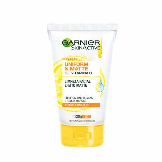 Sabonete Líquido Facial Garnier SkinActive Uniform&Matte Vitamina C Antioleosidade 120g