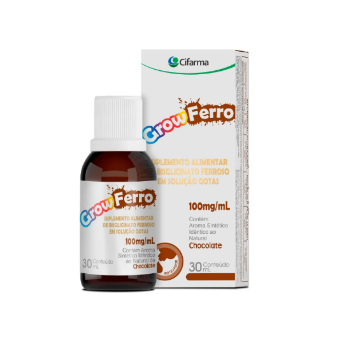 Ferro Grow Chocolate Infantil Cifarma 100mg/ml 30ml