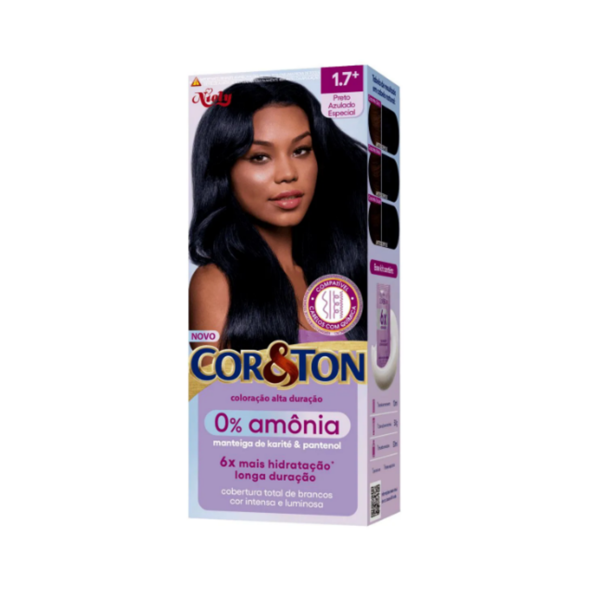 Kit Coloração Cor&Ton 1.7+ Preto Azulado Especial Niely